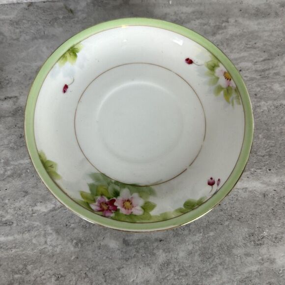 Saucers 4.5" Floral Spray Gold Filigree trim Set of 5 - Picture 7 of 14